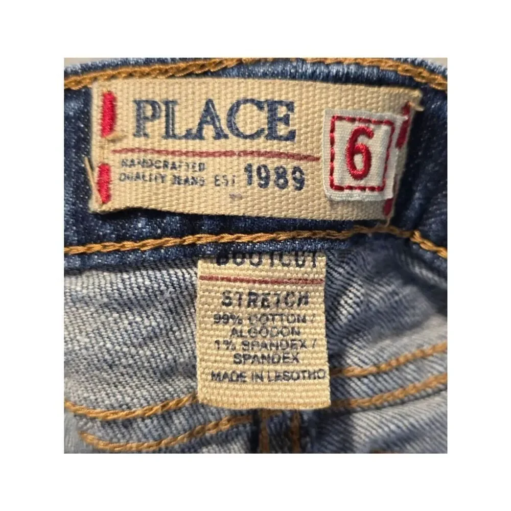 Childrens Place Bootcut Jeans With Ruffle Hem & Butterfly Patch